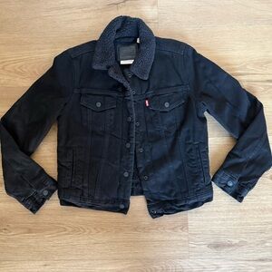 Levi Strauss Forever Black Sherpa Denim Lined Jacket Women’s Size Small